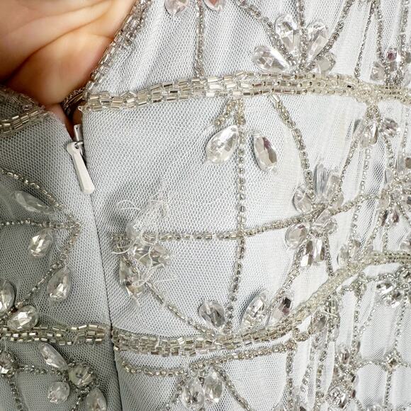 Mac Duggal A93744 Powder Blue Embellished V Neck Sleeveless Gown 10 $398 NEW - Picture 7 of 14